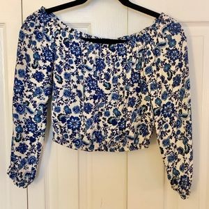 Divided off-the-shoulder crop top